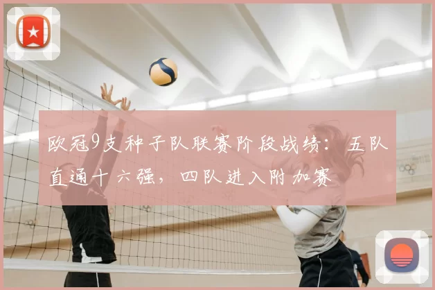 欧冠9支种子队联赛阶段战绩：五队直通十六强，四队进入附加赛